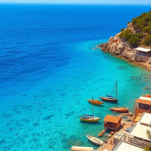 Antalya'da turkuaz denizi ve plajları gösteren bir manzara