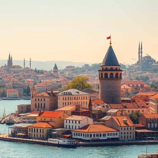 İstanbul'da tarihi yarımadanın ve Galata Kulesi'nin kuşbakışı görünümü