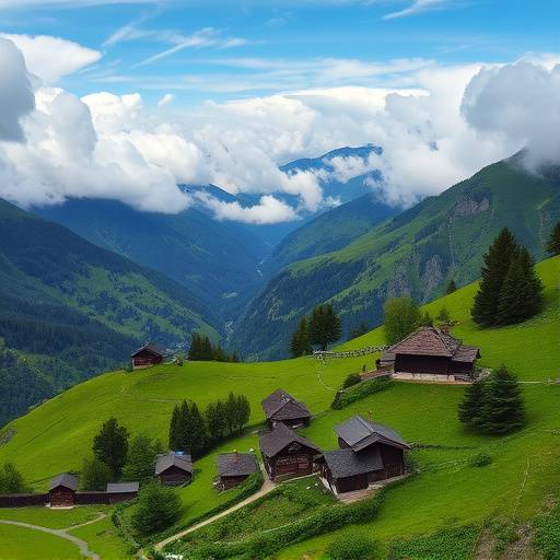 Karadeniz'in yemyeşil dağları, bulutlarla kaplı vadileri ve geleneksel ahşap evleri