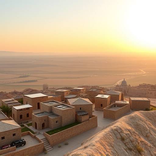 Mardin taş evleri ve Mezopotamya ovasının panoramik görünümü